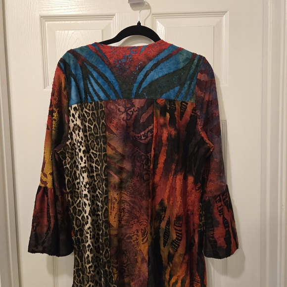 Multicolor Animal Print Tunic with Embroidered Neckline - Picture 10 of 14
